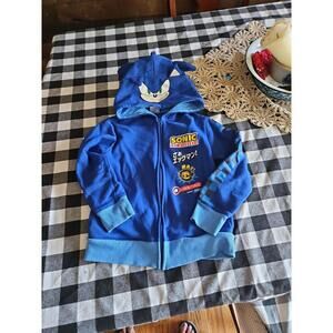 Sonic the hedgehog blue boys sz M zip up hoodie